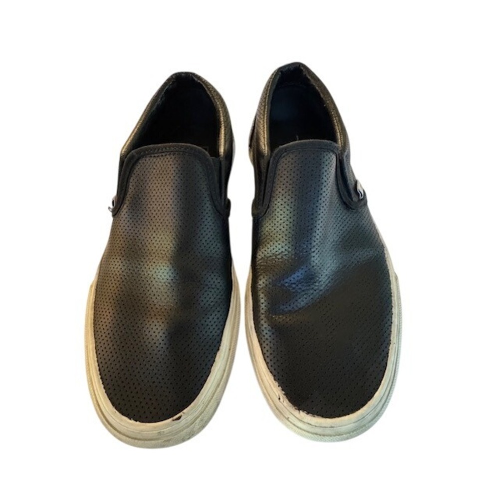 Vans Classic Perforated Leather Slip On Sneakers Women's Black - Size 7